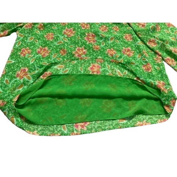 JOIE boho Kelly green floral tie front long sleeve blouse - Picture 5 of 10